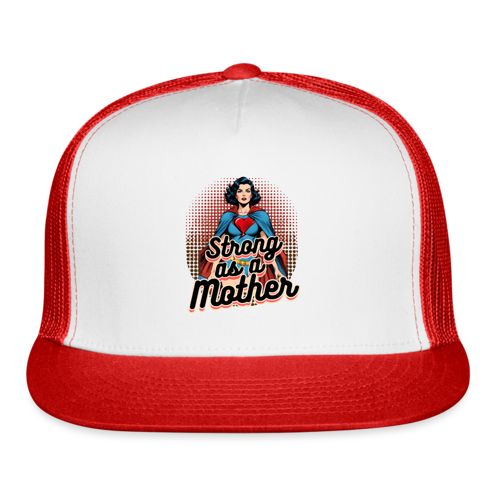 Strong As A Mother Trucker Cap - white/red