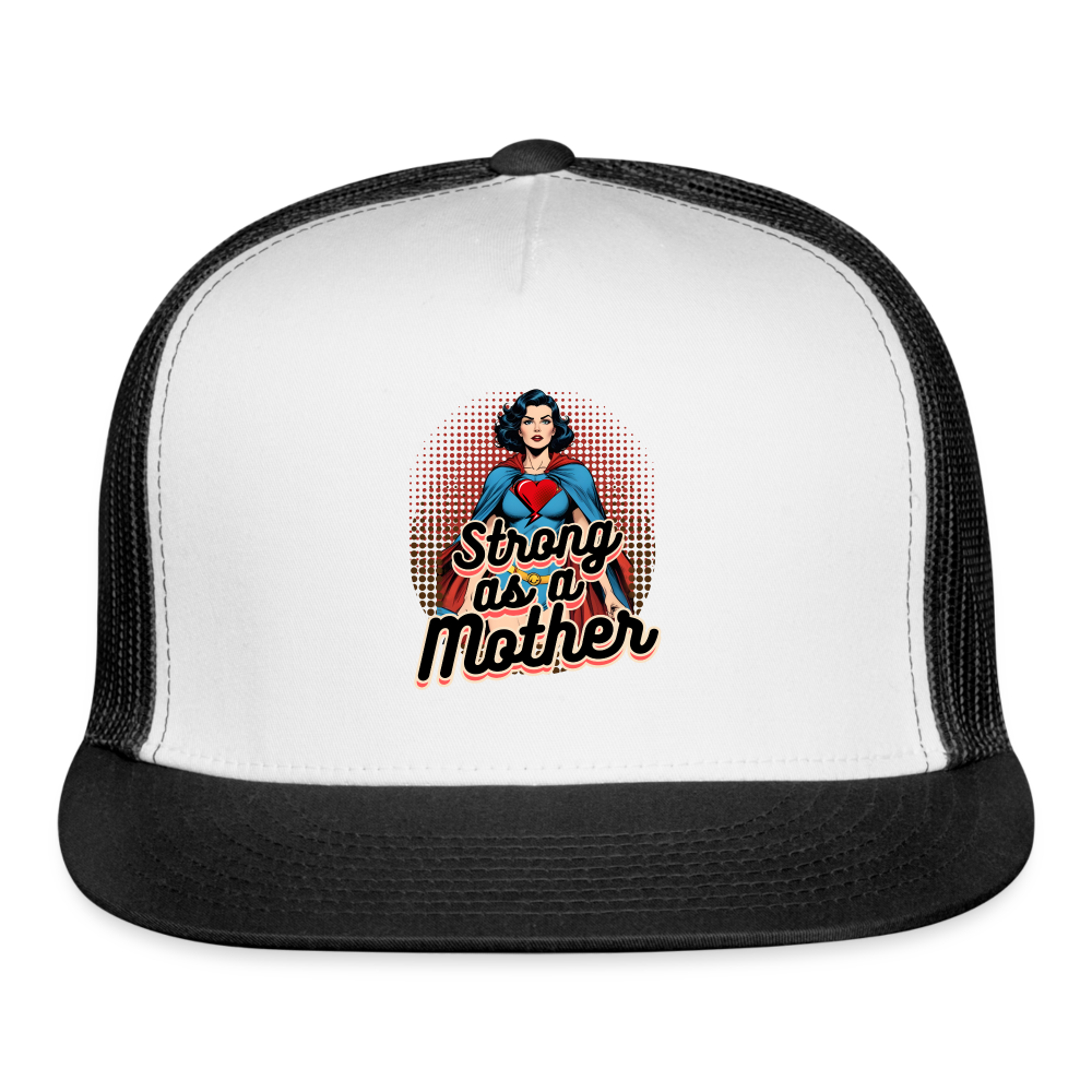 Strong As A Mother Trucker Cap - white/black