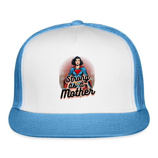 Strong As A Mother Trucker Cap - white/blue