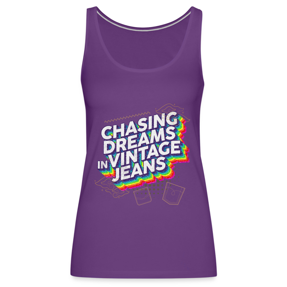 Chasing Dreams In Vintage Jeans Women’s Premium Tank Top - purple