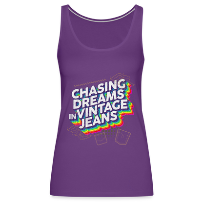 Chasing Dreams In Vintage Jeans Women’s Premium Tank Top - purple