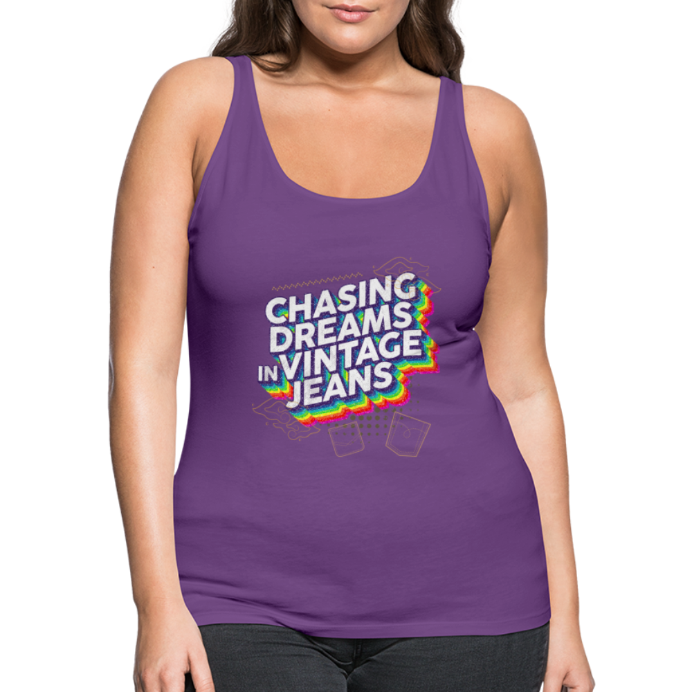 Chasing Dreams In Vintage Jeans Women’s Premium Tank Top - purple