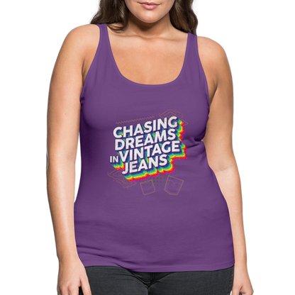 Chasing Dreams In Vintage Jeans Women’s Premium Tank Top - purple