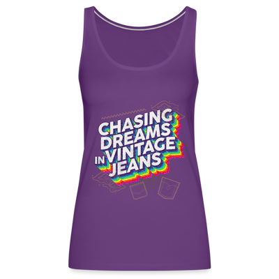 Chasing Dreams In Vintage Jeans Women’s Premium Tank Top - purple