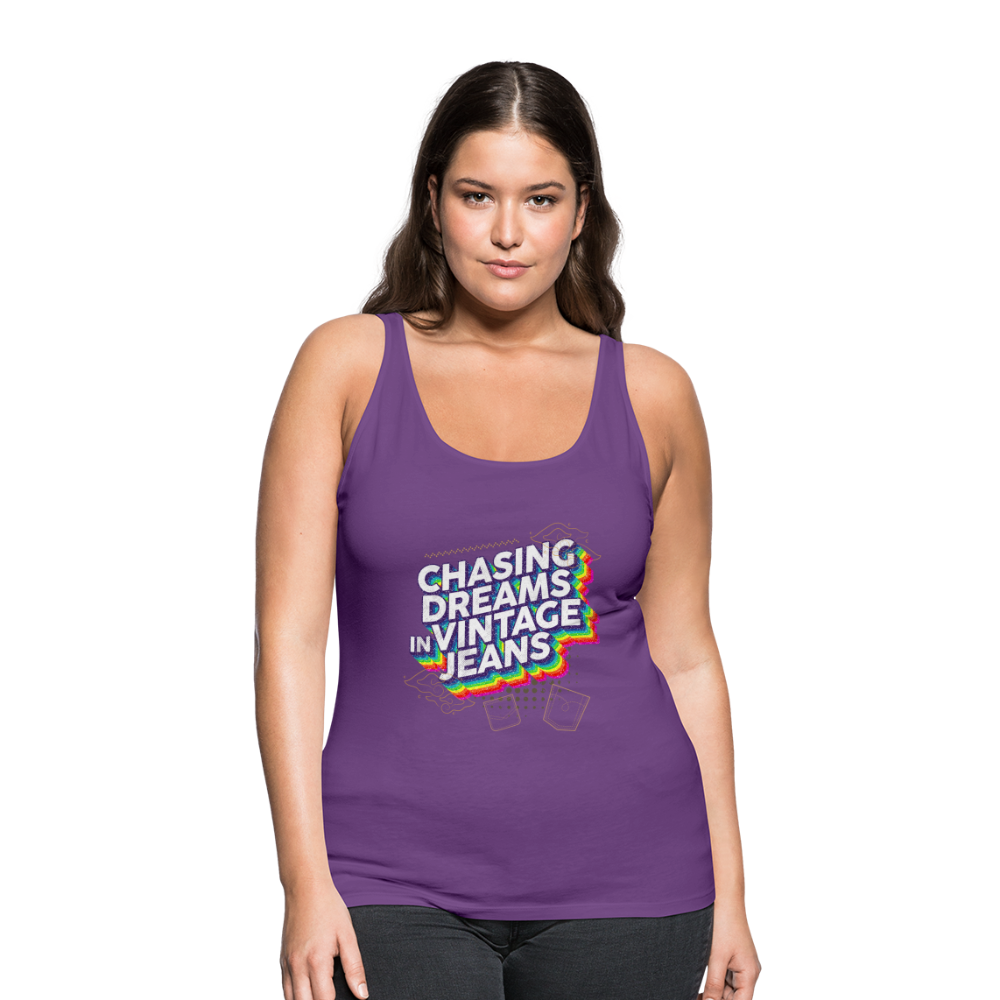 Chasing Dreams In Vintage Jeans Women’s Premium Tank Top - purple