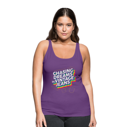 Chasing Dreams In Vintage Jeans Women’s Premium Tank Top - purple