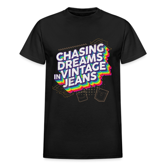 Chasing Dreams In Vintage Jeans Gildan Ultra Cotton Adult T-Shirt - black