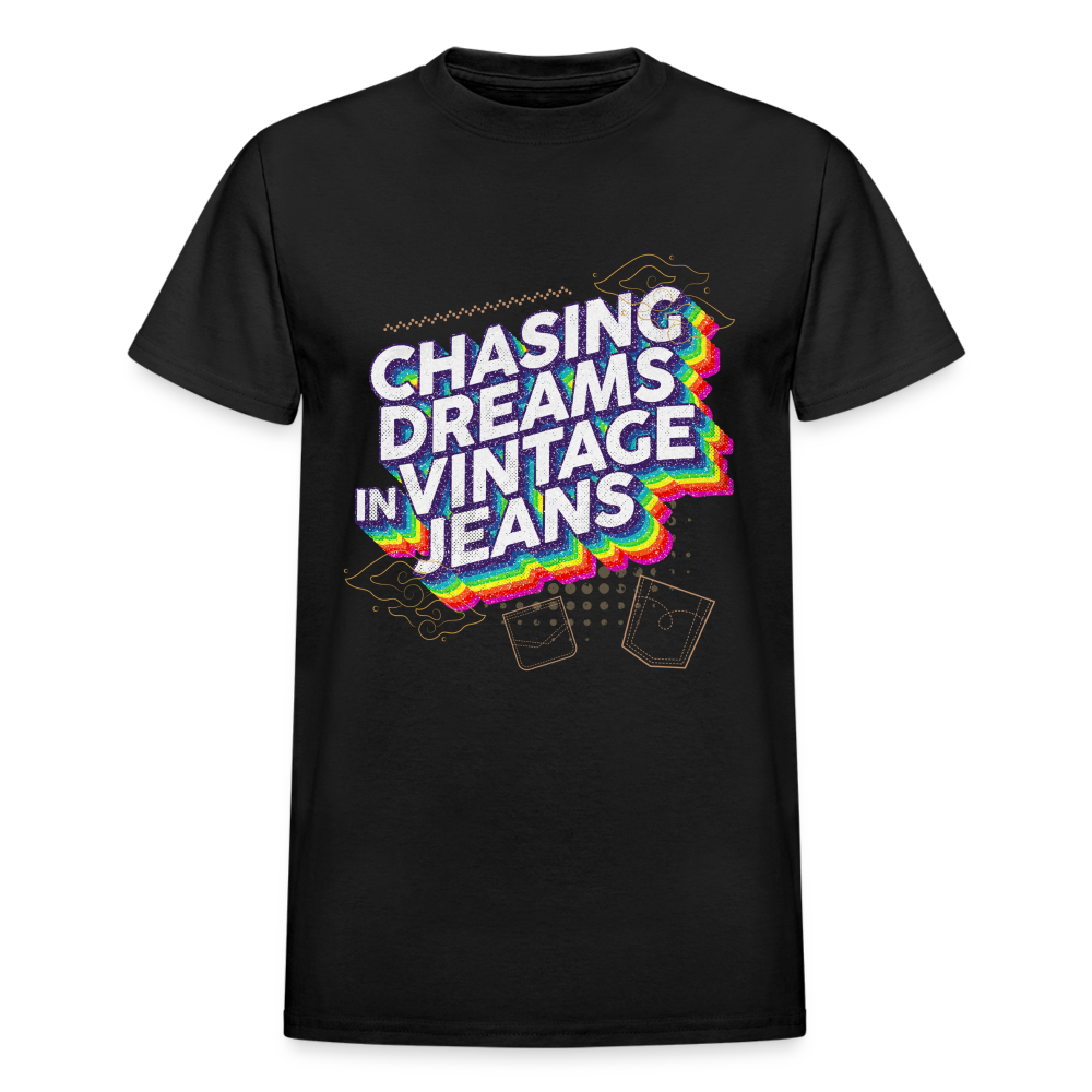 Chasing Dreams In Vintage Jeans Gildan Ultra Cotton Adult T-Shirt - black