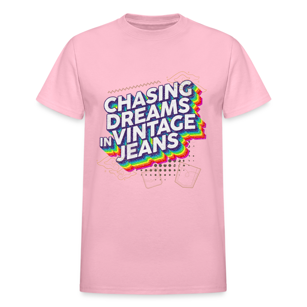 Chasing Dreams In Vintage Jeans Gildan Ultra Cotton Adult T-Shirt - light pink