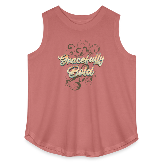 Gracefully Bold Women's Curvy Plus Size Relaxed Tank Top - mauve