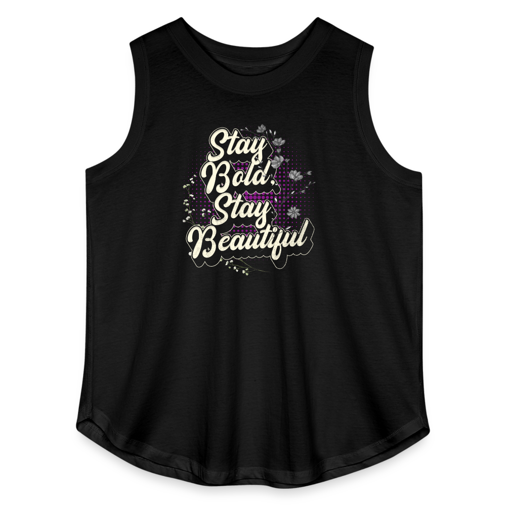 Stay Bold , Stay Beautiful Women's Curvy Plus Size Relaxed Tank Top - black