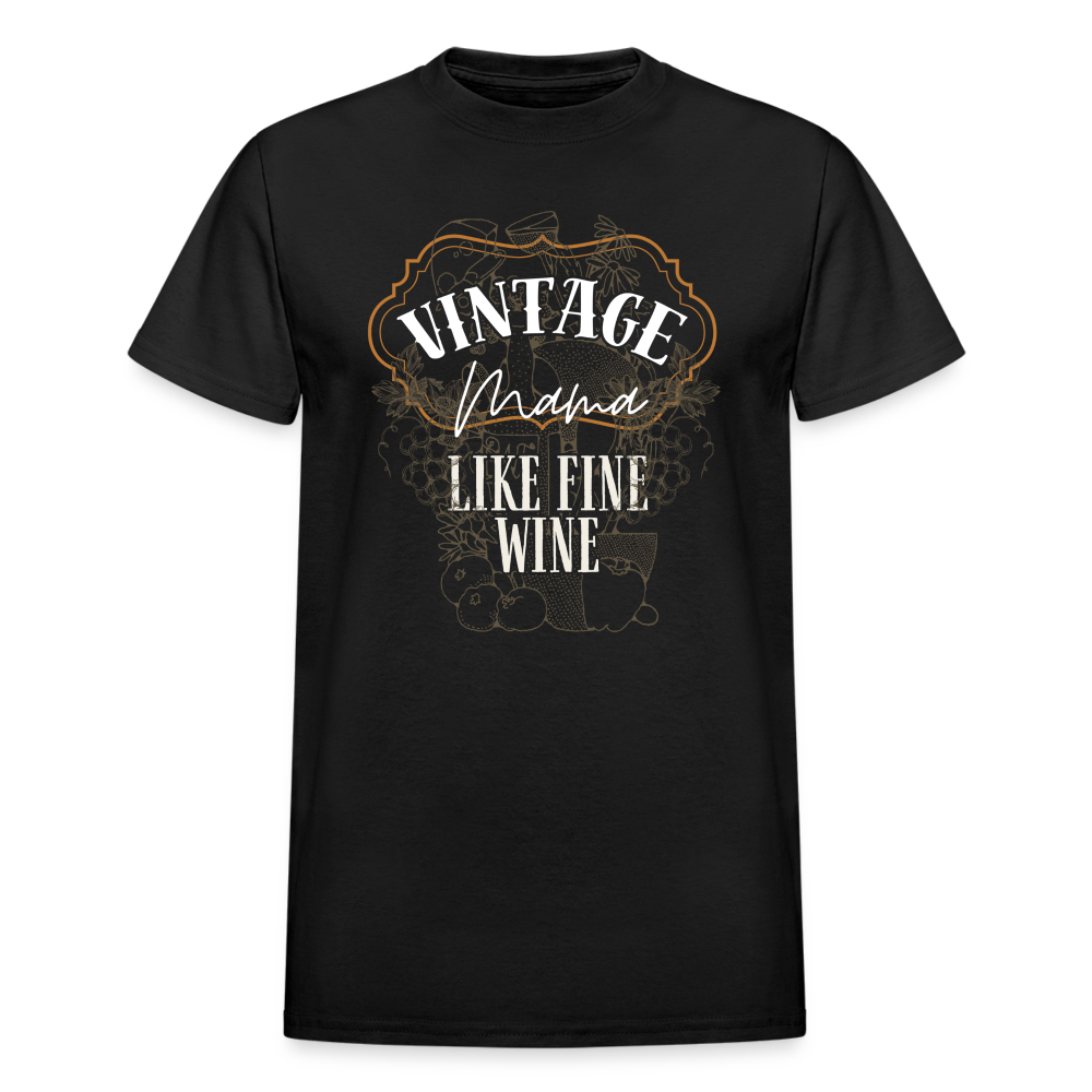 Vintage Mama Fine Like Wine Gildan Ultra Cotton Adult T-Shirt - black