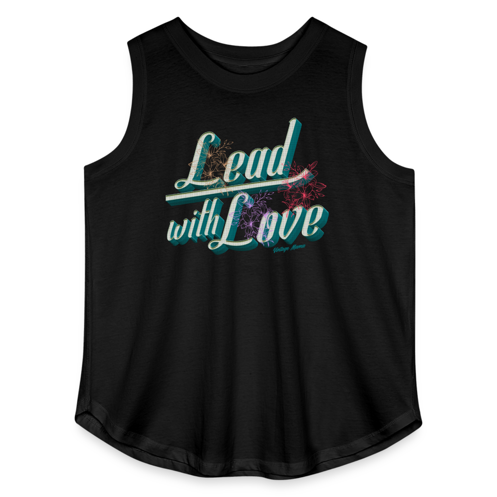 Lead With Love Women's Plus Size Curvy Relaxed Tank Top - black