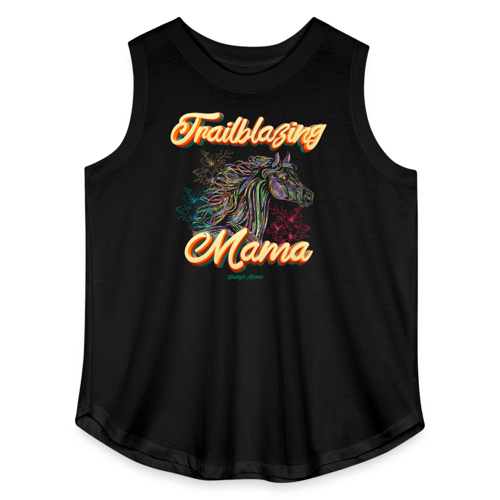 Trailblazing Mama Women's Plus Size Curvy Relaxed Tank Top - black