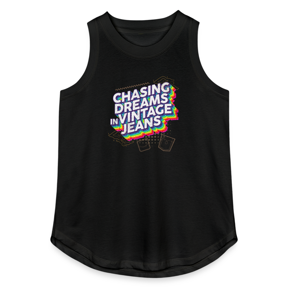 Chasing Dreams In Vintage Jeans Women's Relaxed Tank Top - black